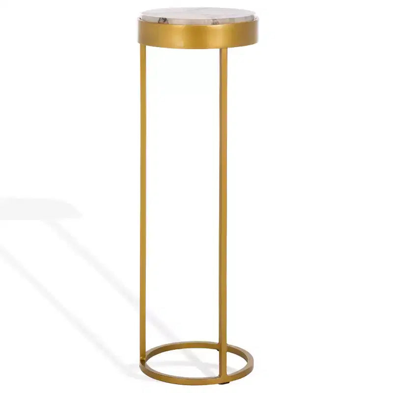 Mesa auxiliar para bebidas de piedra - Dorado/Blanco