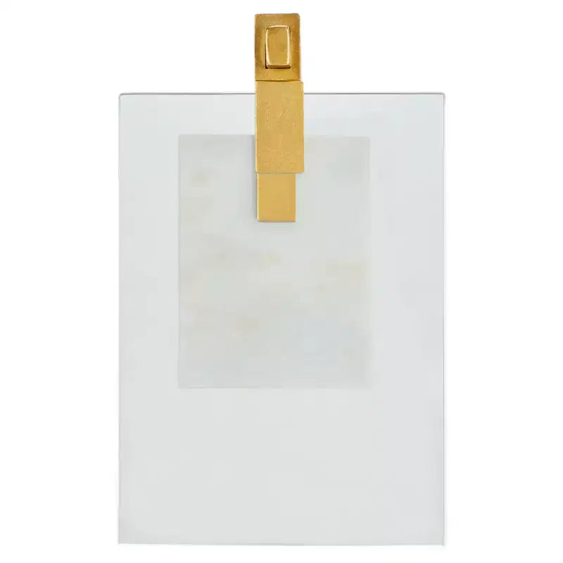 Mesa Auxiliar de Bebidas con Base de Mármol - Blanco/Dorado