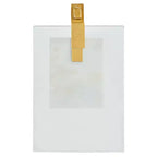 Mesa Auxiliar de Bebidas con Base de Mármol - Blanco/Dorado