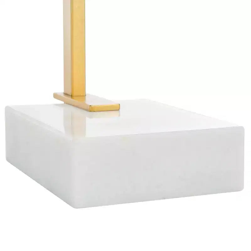 Mesa Auxiliar de Bebidas con Base de Mármol - Blanco/Dorado