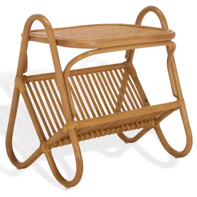 Mesa auxiliar revistero de ratán - Natural