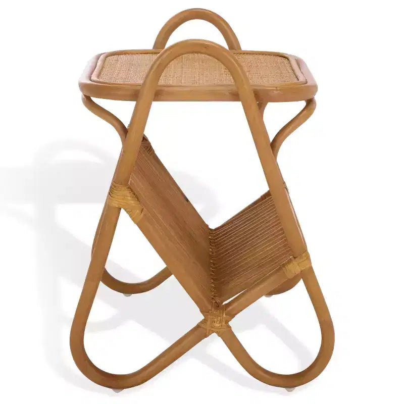 Mesa auxiliar revistero de ratán - Natural