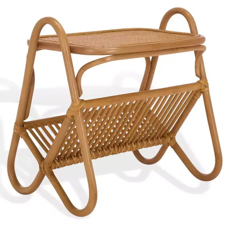 Mesa auxiliar revistero de ratán - Natural