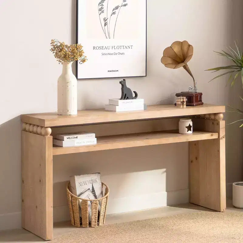 Mesa consola de madera estilo casa de campo moderna de 59 pulgadas