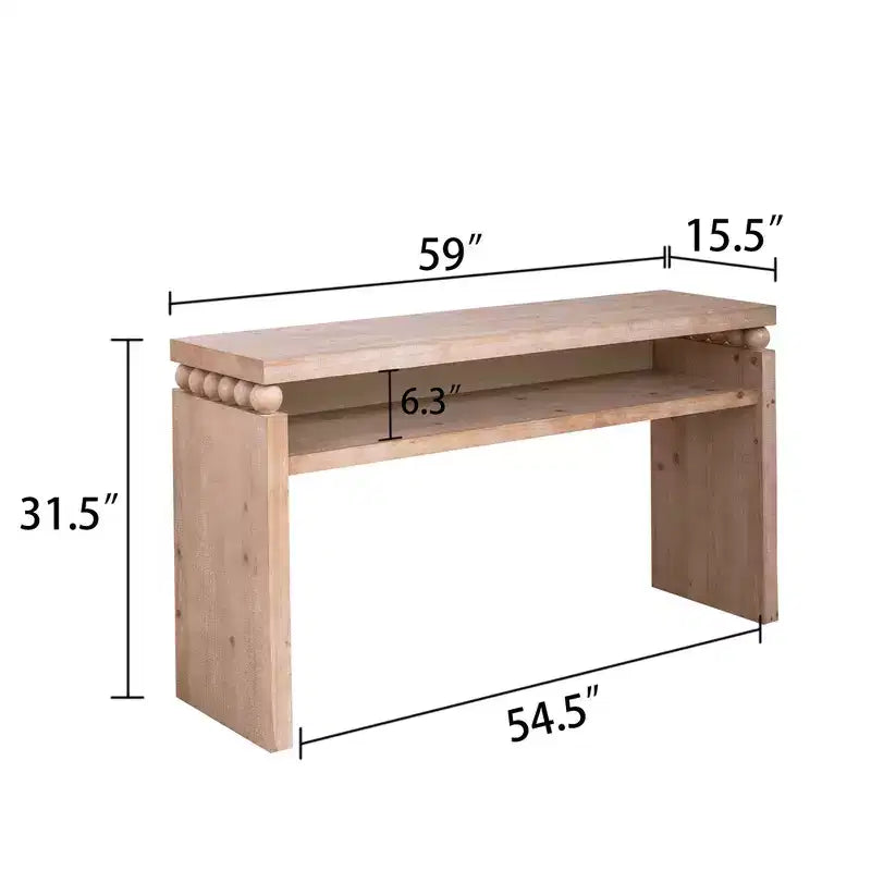 Mesa consola de madera estilo casa de campo moderna de 59 pulgadas