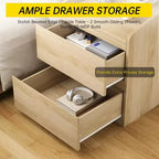 Mesa de Noche con 2 Cajones, Mesa Auxiliar Moderna de 60 cm, Mesita de N Noche con 2 Cajones de Almacenamiento, Diseño sin Tiradores para Dormitorio y Sala de Estar