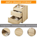 Mesa de Noche con 2 Cajones, Mesa Auxiliar Moderna de 60 cm, Mesita de N Noche con 2 Cajones de Almacenamiento, Diseño sin Tiradores para Dormitorio y Sala de Estar