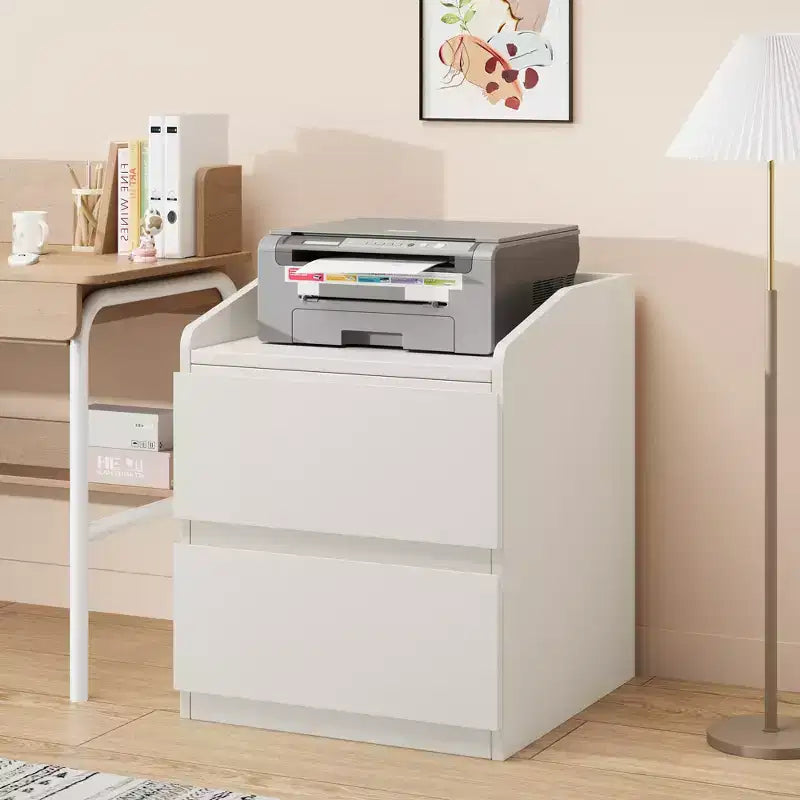 Mesa de Noche con 2 Cajones, Mesa Auxiliar Moderna de 60 cm, Mesita de N Noche con 2 Cajones de Almacenamiento, Diseño sin Tiradores para Dormitorio y Sala de Estar