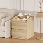 Mesa de Noche con 2 Cajones, Mesa Auxiliar Moderna de 60 cm, Mesita de N Noche con 2 Cajones de Almacenamiento, Diseño sin Tiradores para Dormitorio y Sala de Estar