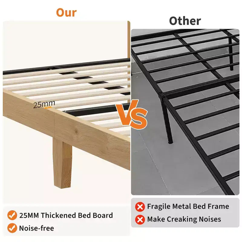 Estructura de cama bohemia de ratán  Cabecero de ratán natural, luces LED, resistentes lamas de madera silenciosas, sin ruido, no necesita somier  Muebles de dormitorio