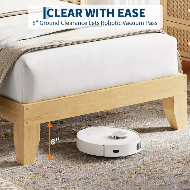 Estructura de cama bohemia de ratán  Cabecero de ratán natural, luces LED, resistentes lamas de madera silenciosas, sin ruido, no necesita somier  Muebles de dormitorio