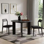 Mesa de comedor de madera maciza negra de 42 pulgadas con tapa redonda