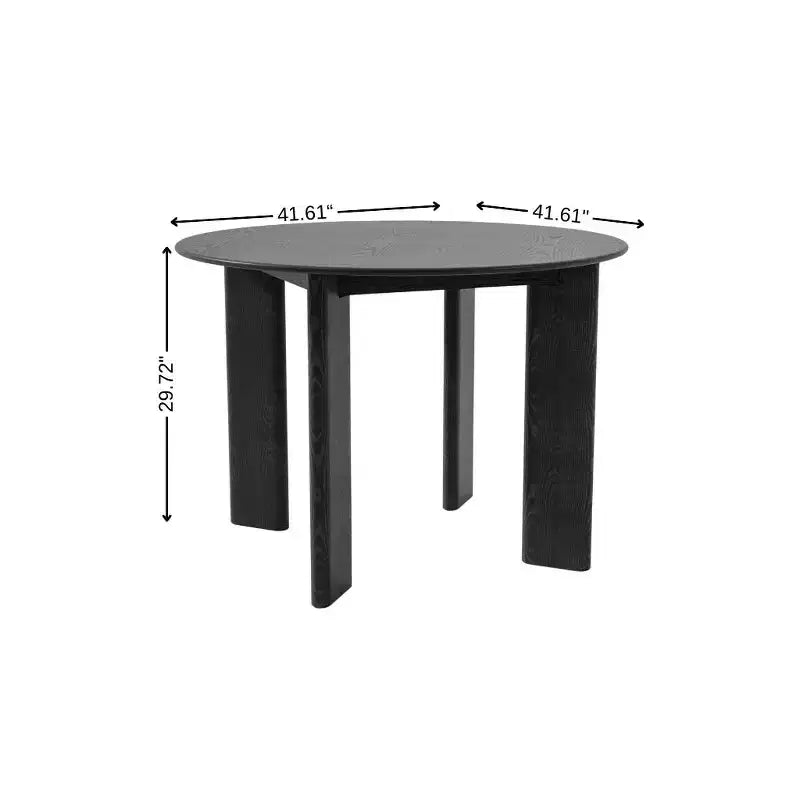 Mesa de comedor de madera maciza negra de 42 pulgadas con tapa redonda