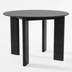 Mesa de comedor de madera maciza negra de 42 pulgadas con tapa redonda