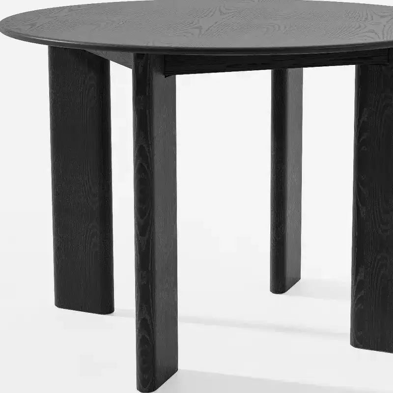 Mesa de comedor de madera maciza negra de 42 pulgadas con tapa redonda