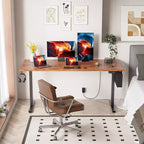 Escritorio eléctrico de pie marrón de 63 pulgadas, mesa de computadora ajustable en altura, escritorio para juegos sentado-de pie, estación de trabajo para oficina en casa con preajustes de memoria y bolsa de almacenamiento