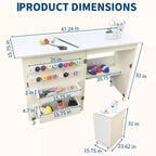 Mesa Plegable de Costura y Manualidades con Estantes y Bandejas, Ruedas con Cierre, Clavijas, Cierres Magnéticos, Escritorio Compacto Múltiple, Ahorro de Espacio para Máquinas de Coser