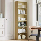 Estantería alta de 6 baldas, librería de madera de 161,5 cm de alto con estilo rústico industrial, organizador de almacenamiento de 6 niveles para sala de estar, dormitorio, biblioteca