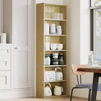 Estantería alta de 6 baldas, librería de madera de 161,5 cm de alto con estilo rústico industrial, organizador de almacenamiento de 6 niveles para sala de estar, dormitorio, biblioteca