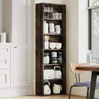 Estantería alta de 6 baldas, librería de madera de 161,5 cm de alto con estilo rústico industrial, organizador de almacenamiento de 6 niveles para sala de estar, dormitorio, biblioteca