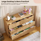 Cómoda moderna de 6 cajones acanalados, cómoda de madera con almacenamiento profundo, cómoda doble grande y soporte de TV para dormitorio, sala de estar, pasillo, habitación de niños