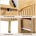 Cómoda de 8 cajones acanalada, 137 cm de ancho, doble arcón con cajones profundos, organizador de almacenamiento de madera y mueble para TV