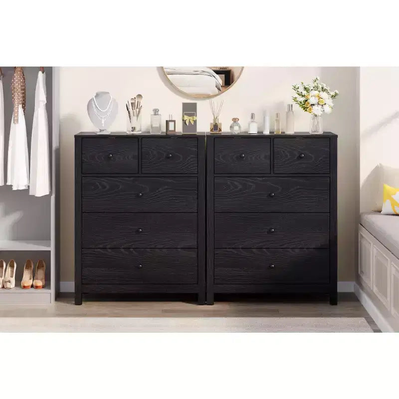 Cómoda Moderna de 5 Cajones para Dormitorio, Cajonera Alta de Madera, Amplio Organizador de Almacenamiento, Cajones para Recibidor, Pasillo, Armario, Habitación Infantil, Oficina en Casa