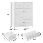 Cómoda Moderna de 5 Cajones para Dormitorio, Cajonera Alta de Madera, Amplio Organizador de Almacenamiento, Cajones para Recibidor, Pasillo, Armario, Habitación Infantil, Oficina en Casa