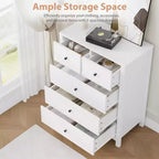 Cómoda Moderna de 5 Cajones para Dormitorio, Cajonera Alta de Madera, Amplio Organizador de Almacenamiento, Cajones para Recibidor, Pasillo, Armario, Habitación Infantil, Oficina en Casa
