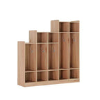 Casillero de Madera de 5 Secciones para Niños - 9 Compartimentos de Almacenamiento, 10 Ganchos - Organizador para Guardería, Jardín de Infancia, Hogar, Habitación de Bebés, Escuela