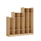 Casillero de Madera de 5 Secciones para Niños - 9 Compartimentos de Almacenamiento, 10 Ganchos - Organizador para Guardería, Jardín de Infancia, Hogar, Habitación de Bebés, Escuela