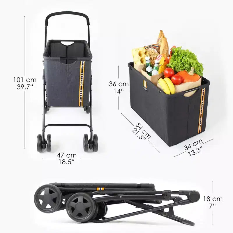 Carrito de compras - Melange Black - Carro utilitario con ruedas