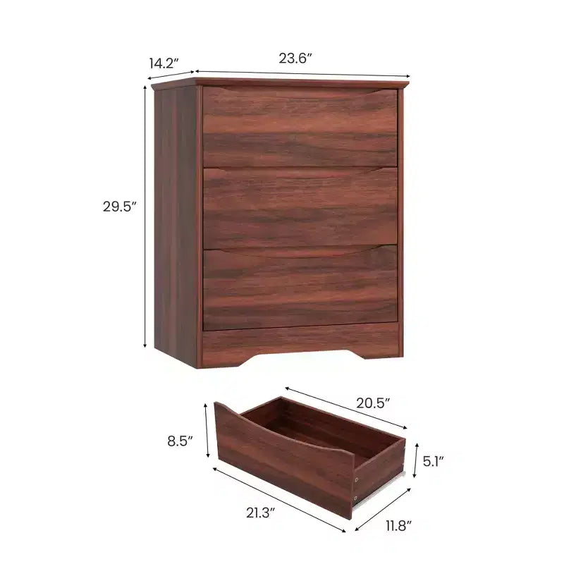 Cómoda alta de madera con 3 cajones, cómoda moderna, almacenamiento profundo, armario grande con tapa ancha para dormitorio, sala de estar, pasillo, habitación de niños