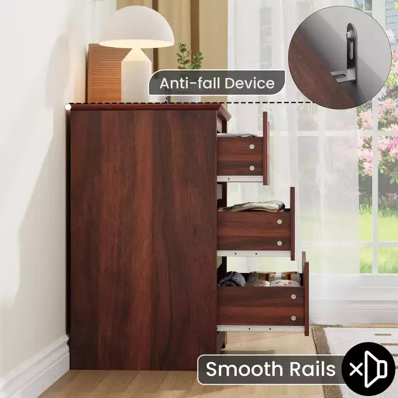 Cómoda alta de madera con 3 cajones, cómoda moderna, almacenamiento profundo, armario grande con tapa ancha para dormitorio, sala de estar, pasillo, habitación de niños