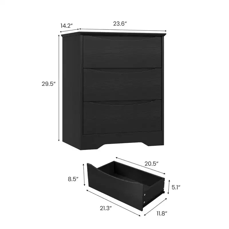 Cómoda alta de madera con 3 cajones, cómoda moderna, almacenamiento profundo, armario grande con tapa ancha para dormitorio, sala de estar, pasillo, habitación de niños