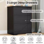 Cómoda alta de madera con 3 cajones, cómoda moderna, almacenamiento profundo, armario grande con tapa ancha para dormitorio, sala de estar, pasillo, habitación de niños