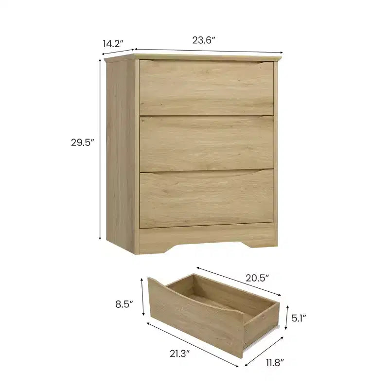Cómoda alta de madera con 3 cajones, cómoda moderna, almacenamiento profundo, armario grande con tapa ancha para dormitorio, sala de estar, pasillo, habitación de niños