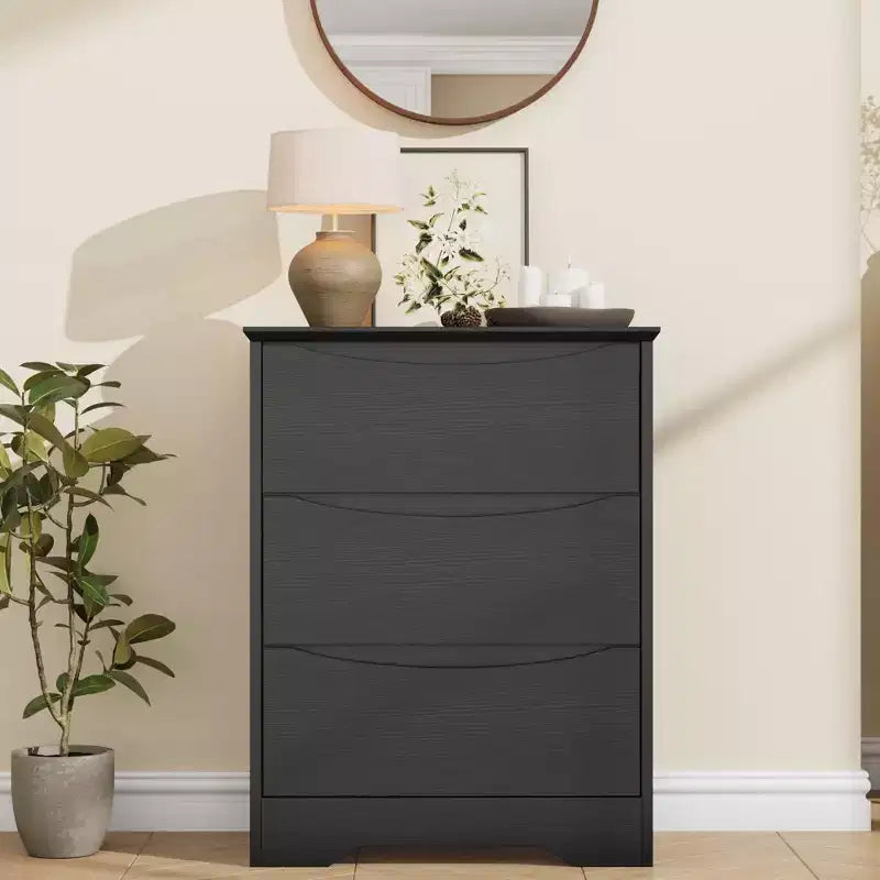 Cómoda alta de madera con 3 cajones, cómoda moderna, almacenamiento profundo, armario grande con tapa ancha para dormitorio, sala de estar, pasillo, habitación de niños