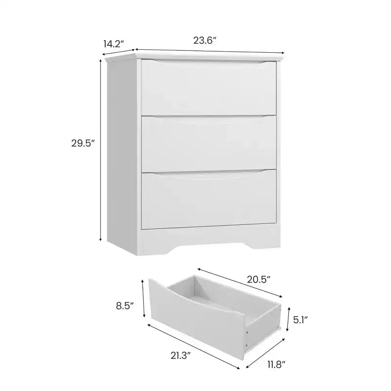 Cómoda alta de madera con 3 cajones, cómoda moderna, almacenamiento profundo, armario grande con tapa ancha para dormitorio, sala de estar, pasillo, habitación de niños