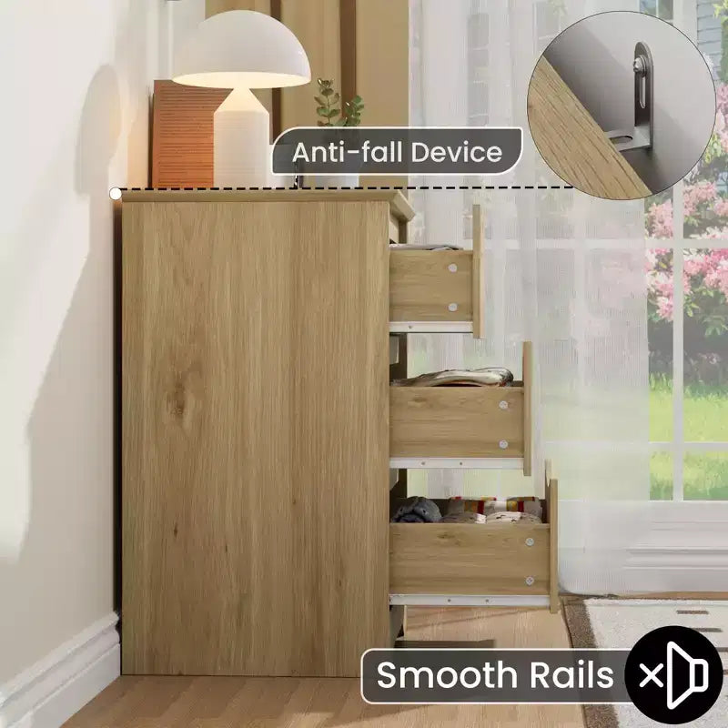 Cómoda alta de madera con 3 cajones, cómoda moderna, almacenamiento profundo, armario grande con tapa ancha para dormitorio, sala de estar, pasillo, habitación de niños