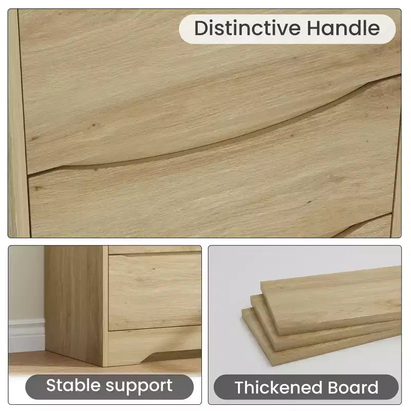 Cómoda alta de madera con 3 cajones, cómoda moderna, almacenamiento profundo, armario grande con tapa ancha para dormitorio, sala de estar, pasillo, habitación de niños