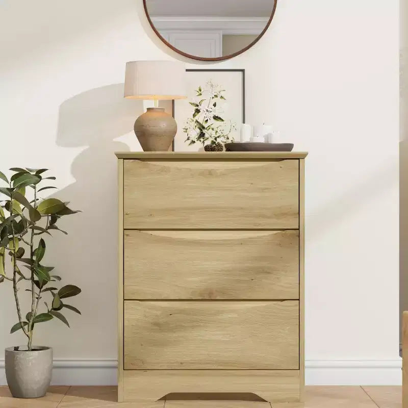 Cómoda alta de madera con 3 cajones, cómoda moderna, almacenamiento profundo, armario grande con tapa ancha para dormitorio, sala de estar, pasillo, habitación de niños