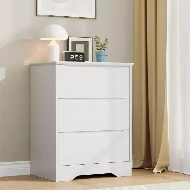 Cómoda alta de madera con 3 cajones, cómoda moderna, almacenamiento profundo, armario grande con tapa ancha para dormitorio, sala de estar, pasillo, habitación de niños