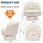 Sillón Giratorio - Sillón moderno tapizado en terciopelo con respaldo a rayas y acolchado de felpa, sillón redondo para sala de estar, dormitorio