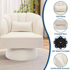 Sillón Giratorio - Sillón moderno tapizado en terciopelo con respaldo a rayas y acolchado de felpa, sillón redondo para sala de estar, dormitorio
