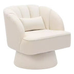 Sillón Giratorio - Sillón moderno tapizado en terciopelo con respaldo a rayas y acolchado de felpa, sillón redondo para sala de estar, dormitorio