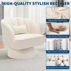 Sillón Giratorio - Sillón moderno tapizado en terciopelo con respaldo a rayas y acolchado de felpa, sillón redondo para sala de estar, dormitorio