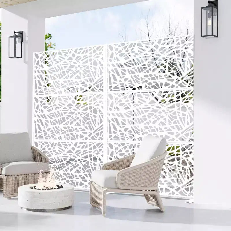 Pantalla de panel de privacidad natural para exteriores, blanca, 72x47, divisor plegable natural para patio trasero y jardín