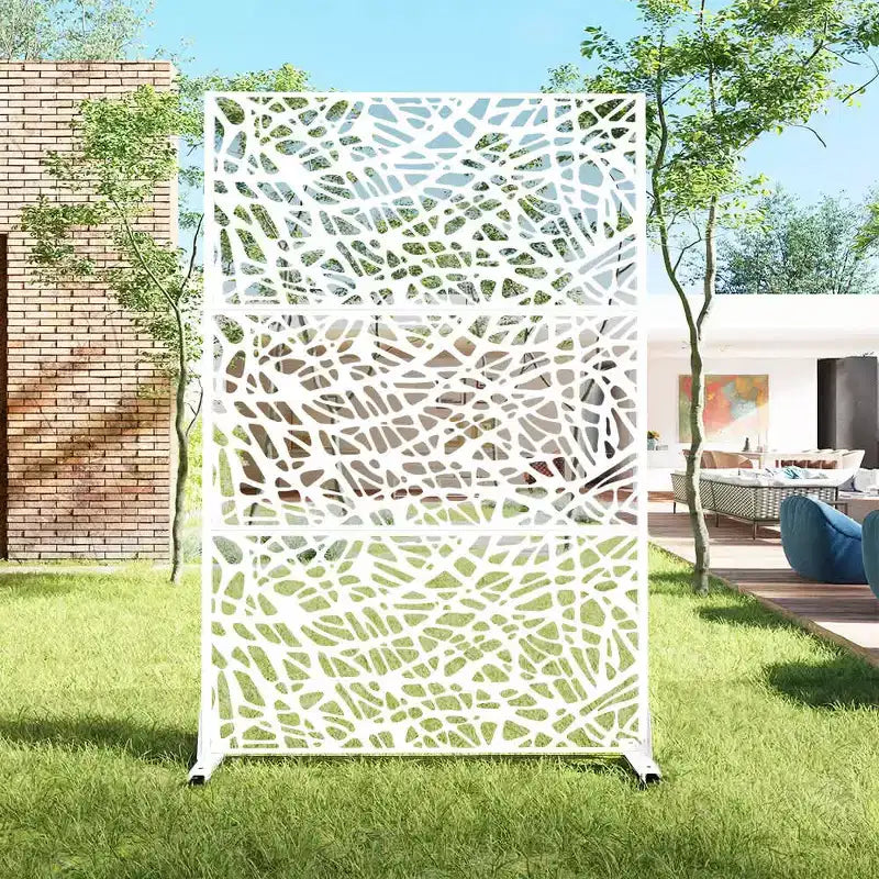 Pantalla de panel de privacidad natural para exteriores, blanca, 72x47, divisor plegable natural para patio trasero y jardín