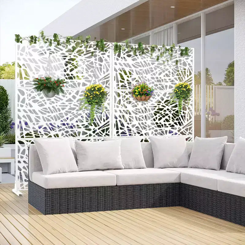 Pantalla de panel de privacidad natural para exteriores, blanca, 72x47, divisor plegable natural para patio trasero y jardín